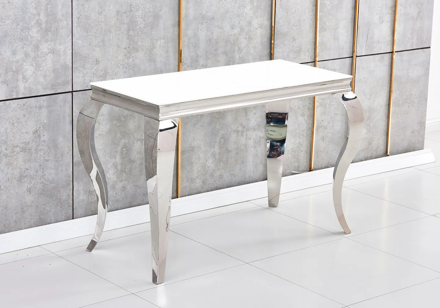Console argentée verre blanc BAROQUE Galerie du Mobilier
