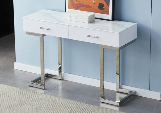 Console coiffeuse marbre blanc LILA Galerie du Mobilier