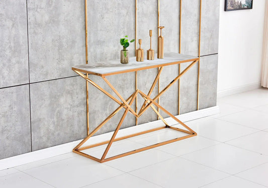 Console dorée marbre beige WIDAD Galerie du Mobilier