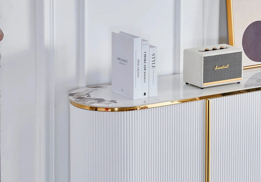 Console dorée marbre beige ESMEE Galerie du Mobilier