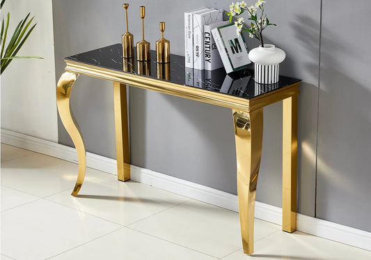 Console dorée marbre noir BAROQUE Galerie du Mobilier