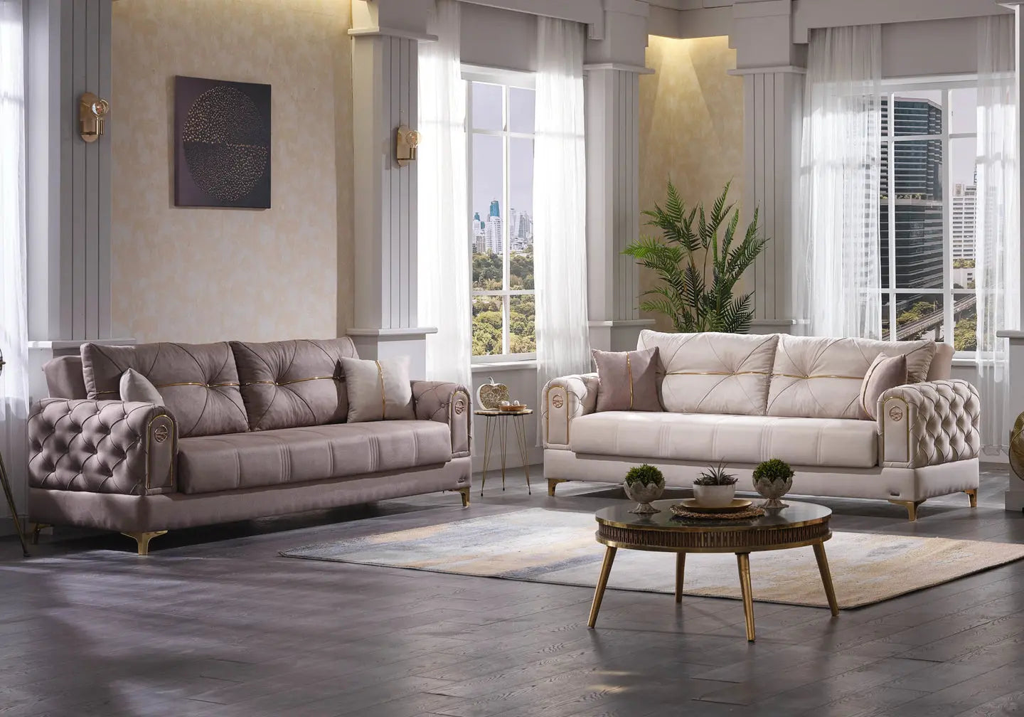 Ensemble canapé convertible taupe PARIS Slims Mobilya