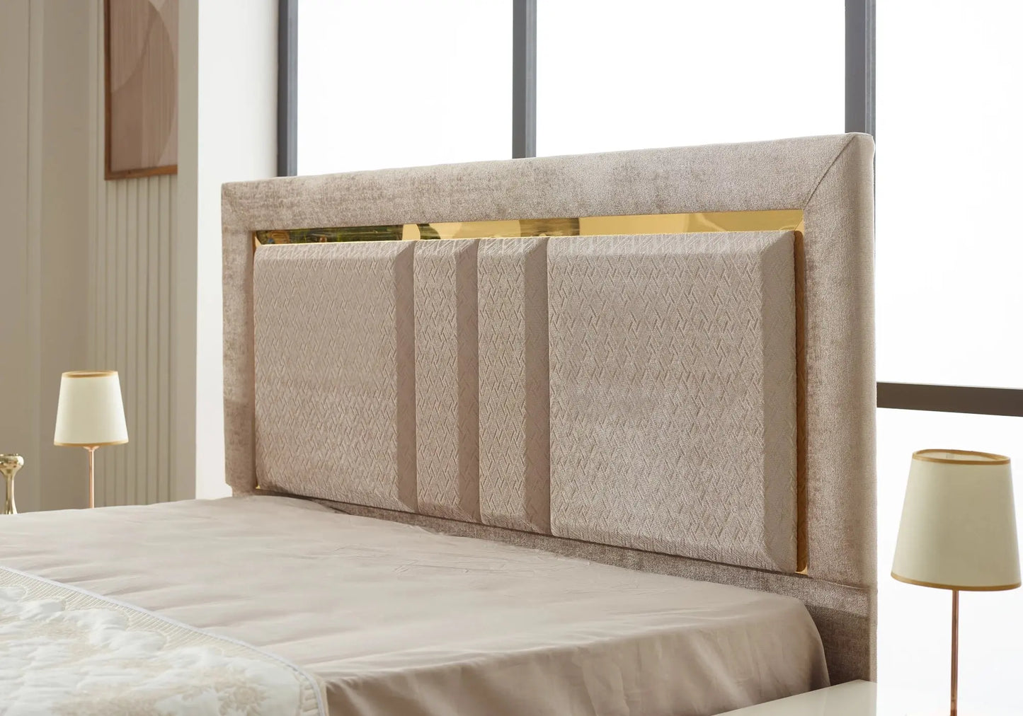 Ensemble lit simple coffre crème APEX Slims Mobilya