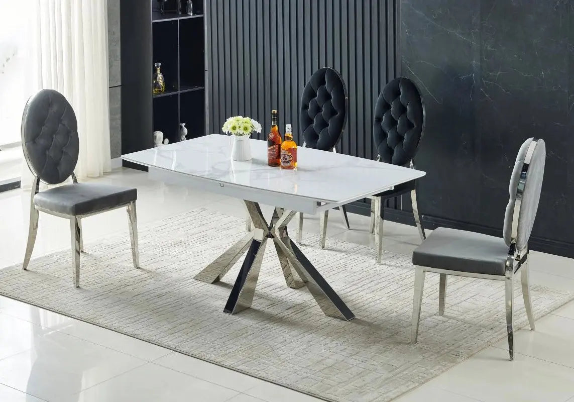 Ensemble table chaise extensible dorée SPIKE Galerie du Mobilier