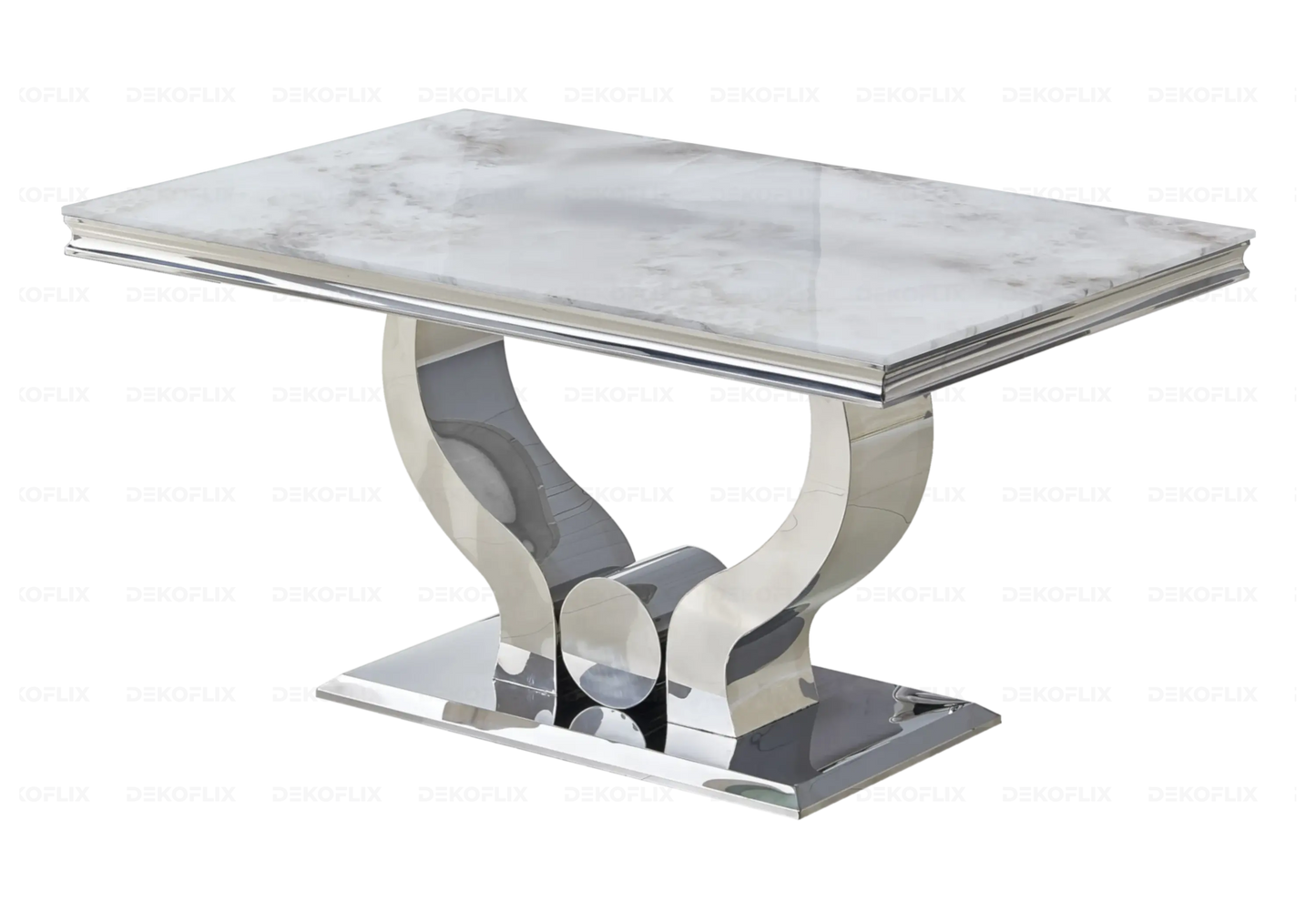 Ensemble table marbre beige et chaises anthracite TROPHEE Galerie du Mobilier