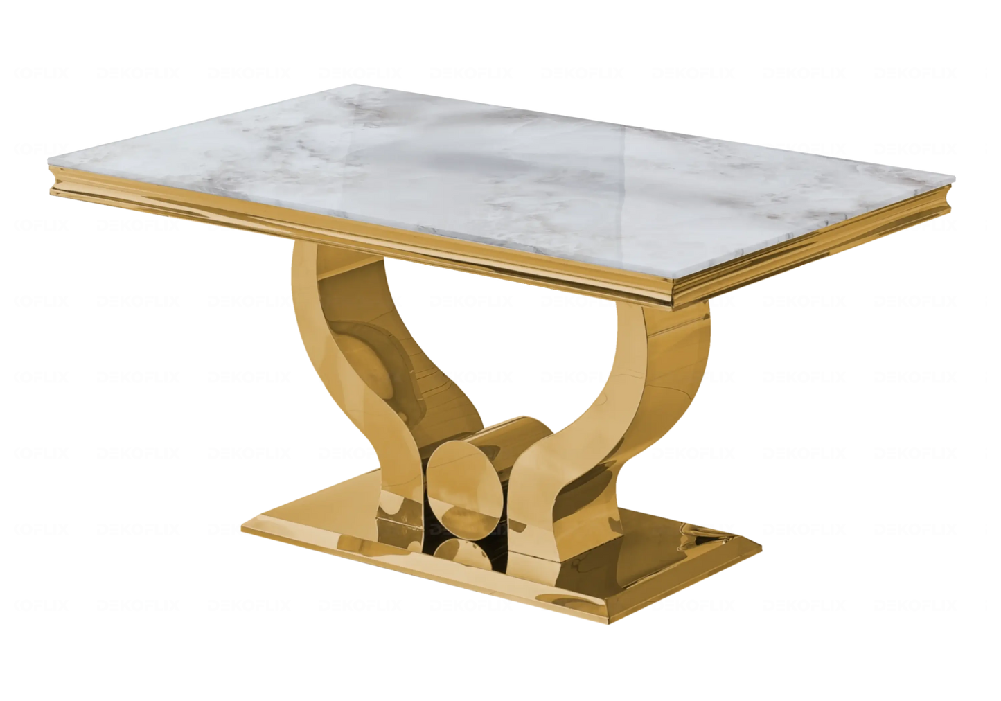 Ensemble table marbre beige et chaises anthracite doré TROPHEE Galerie du Mobilier