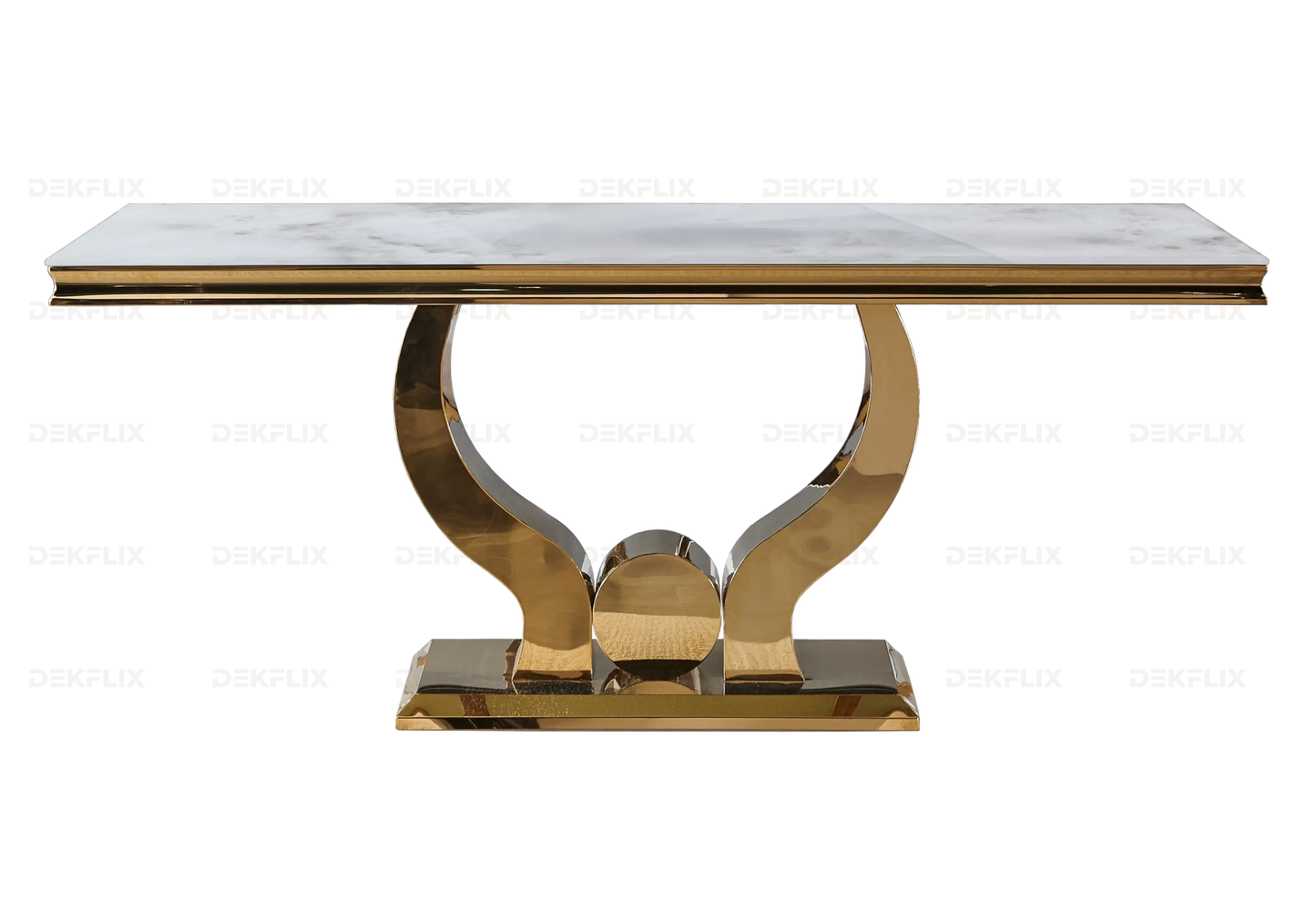 Ensemble table marbre beige et chaises anthracite doré TROPHEE Galerie du Mobilier