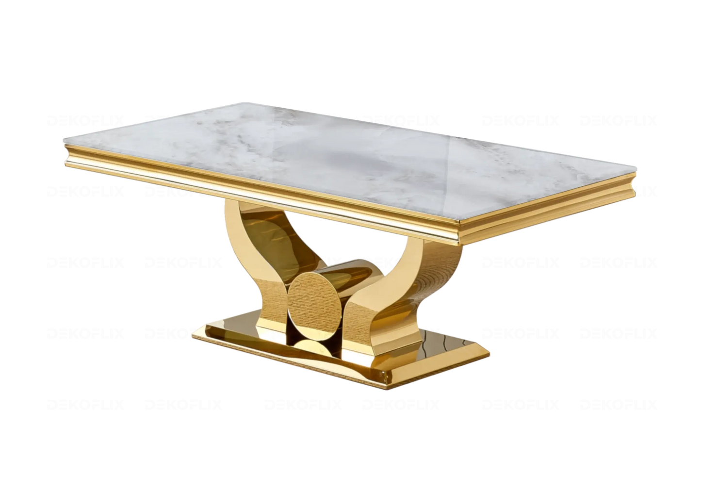 Ensemble table marbre beige et chaises anthracite doré TROPHEE Galerie du Mobilier