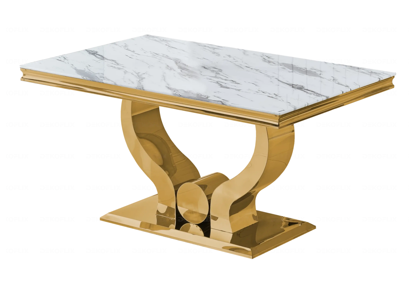 Ensemble table marbre blanc et chaises anthracite doré TROPHEE Galerie du Mobilier