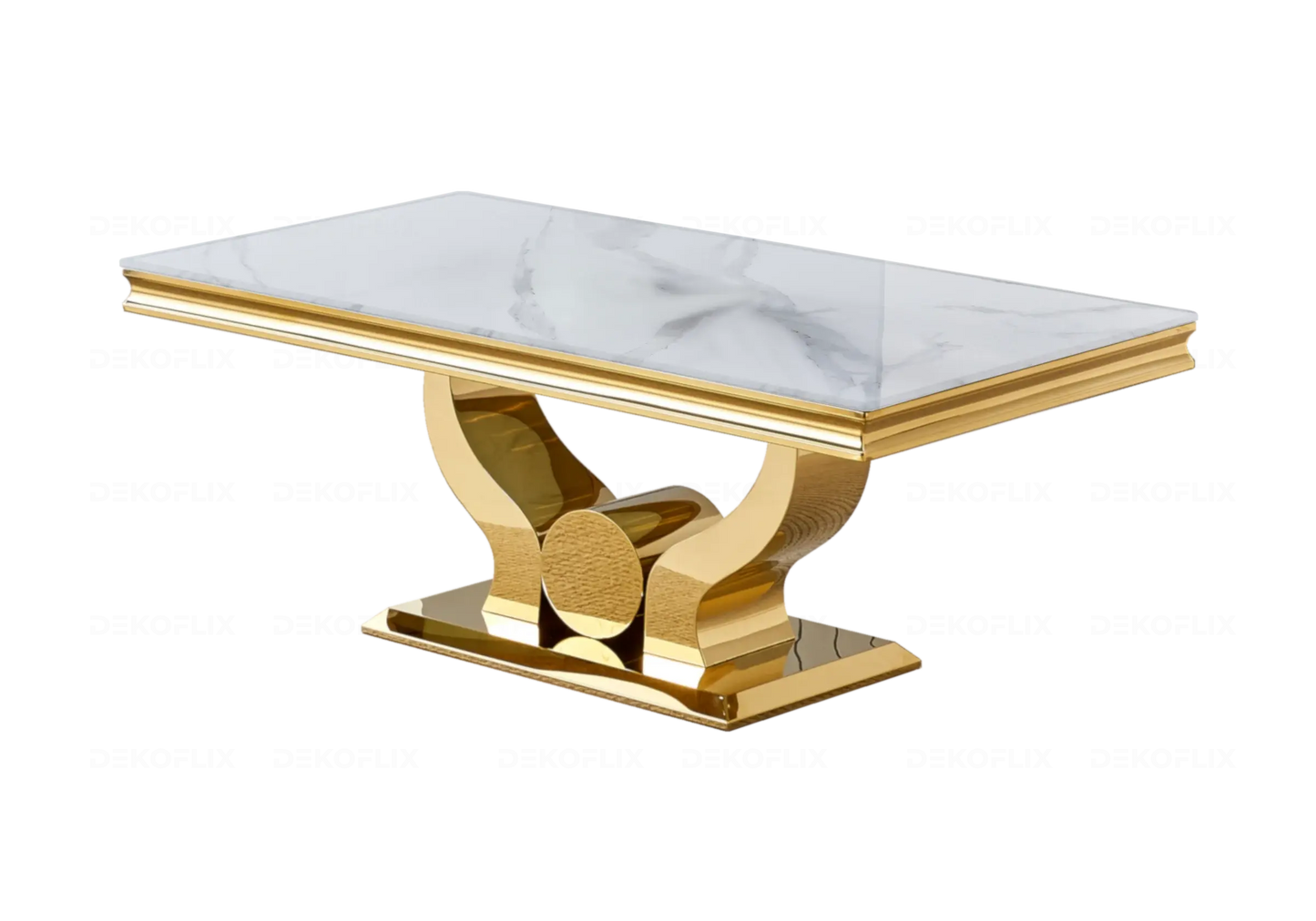 Ensemble table marbre blanc et chaises anthracite doré TROPHEE Galerie du Mobilier