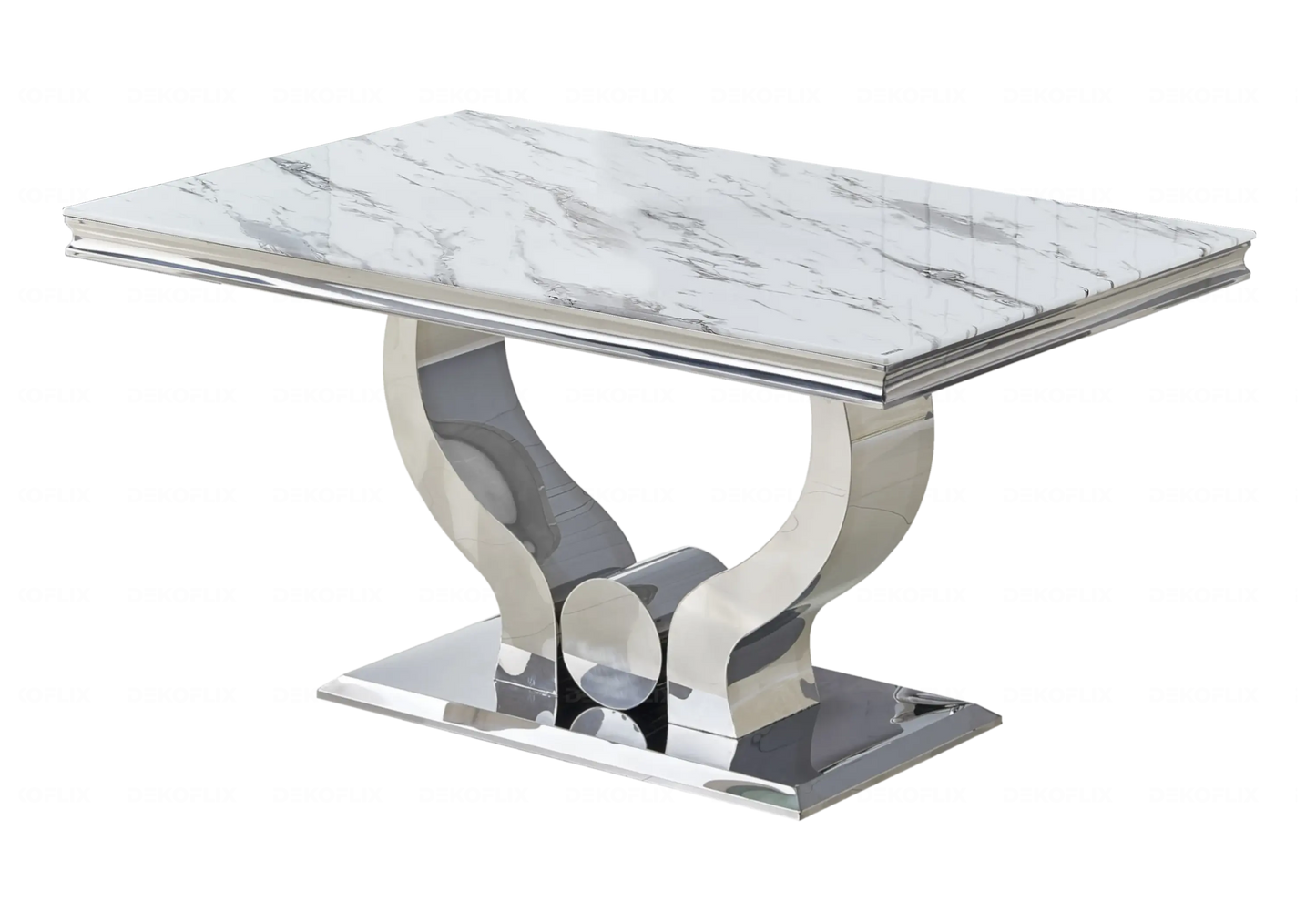 Ensemble table marbre blanc et chaises gris TROPHEE Galerie du Mobilier