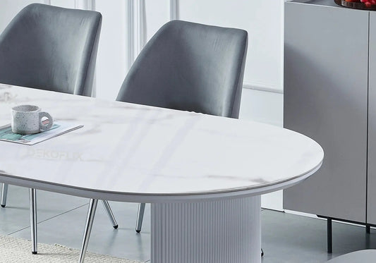 Ensemble table marbre et chaises gris JOSEPHINE Galerie du Mobilier