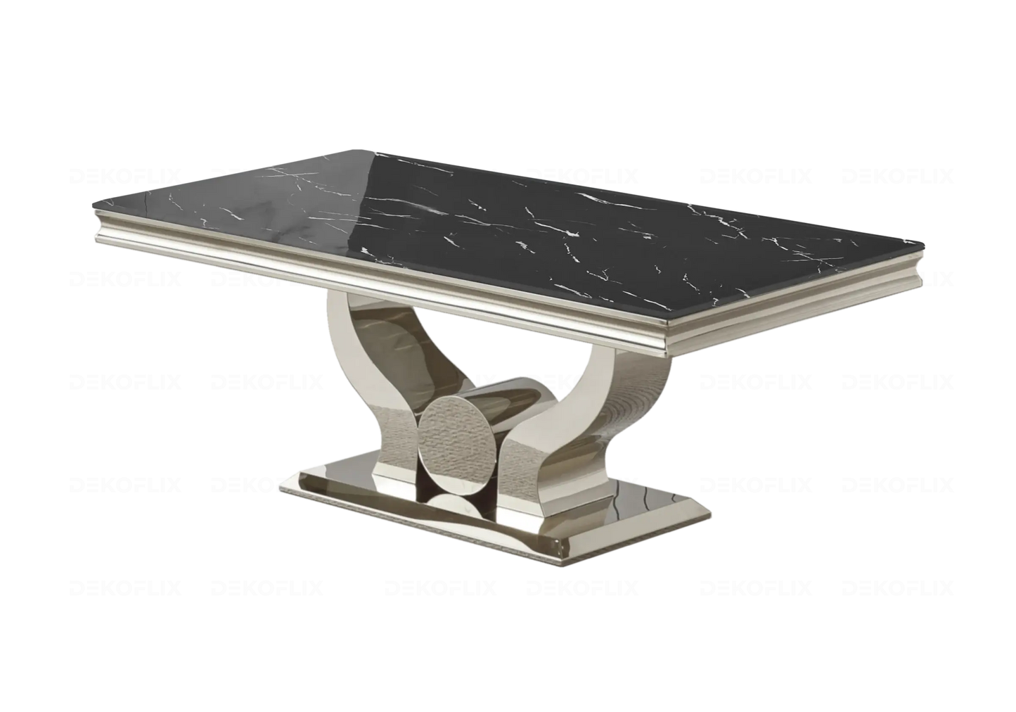 Ensemble table marbre noir et chaises anthracite TROPHEE Galerie du Mobilier