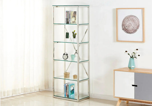 Étagère argentée verre trempé DANA Galerie du Mobilier