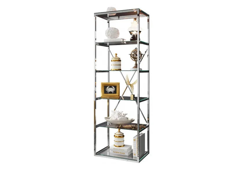 Étagère argentée verre trempé DANA Galerie du Mobilier