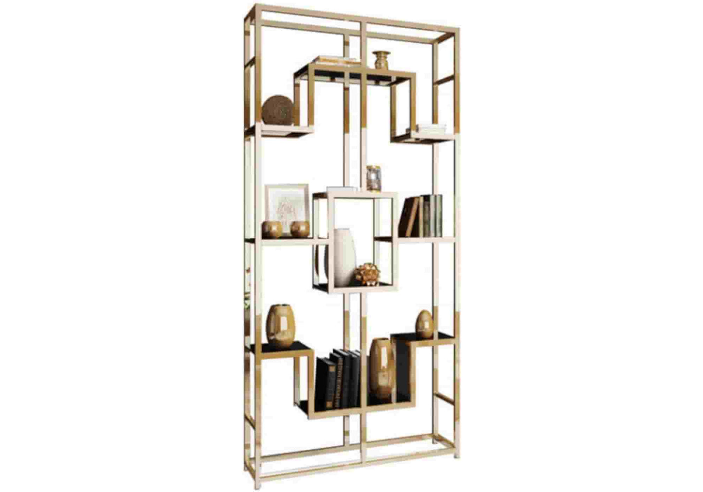 Étagère bibliothèque dorée en verre – Galerie du Mobilier - Vue 1