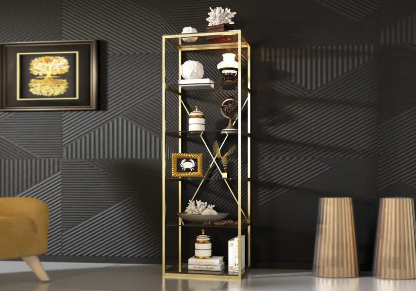 Étagère dorée verre trempé DANA Galerie du Mobilier