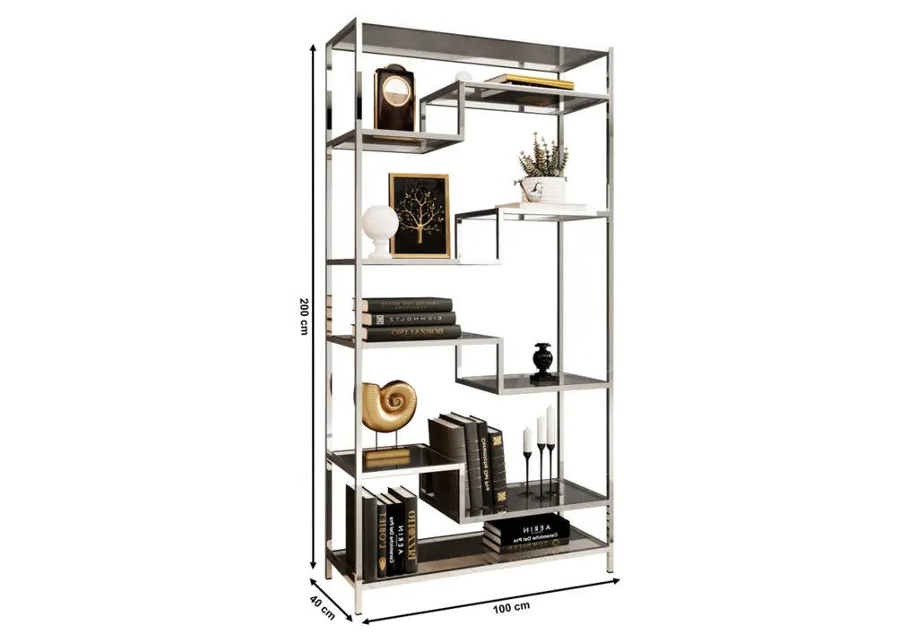 Étagère en métal argent verre trempé DANA Galerie du Mobilier