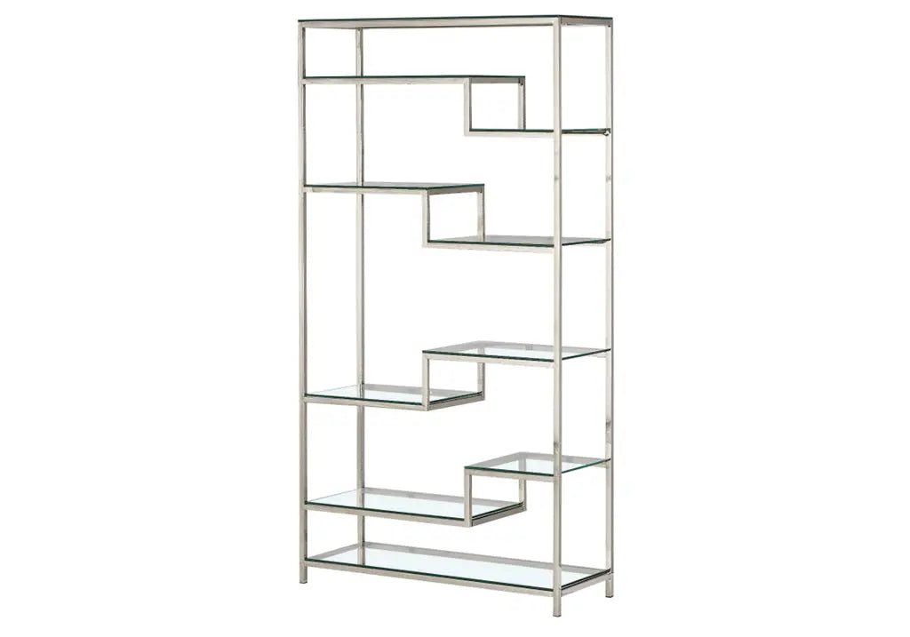 Étagère en métal argent verre trempé DANA Galerie du Mobilier