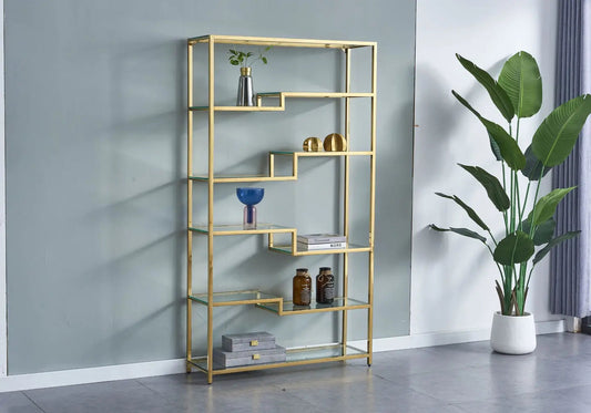 Étagère en métal doré verre trempé DANA Galerie du Mobilier