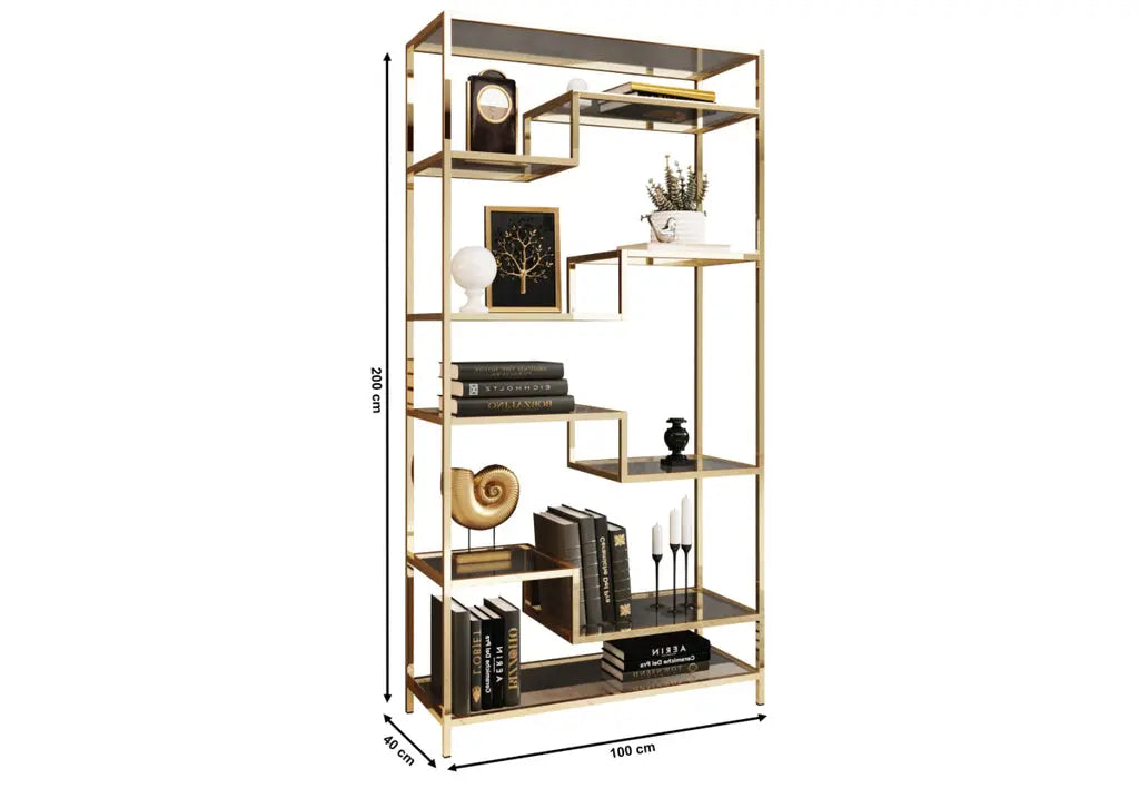 Étagère en métal doré verre trempé DANA Galerie du Mobilier