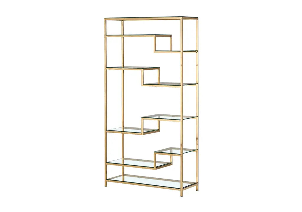 Étagère en métal doré verre trempé DANA Galerie du Mobilier