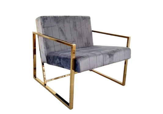 Fauteuil doré velours gris ZAYN Galerie du Mobilier