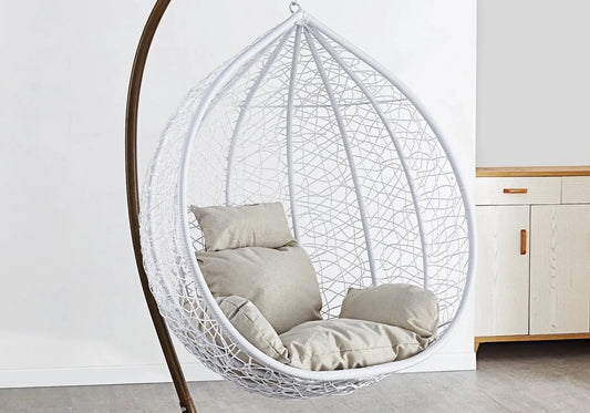 Fauteuil suspendu doré blanc LYRA Galerie du Mobilier