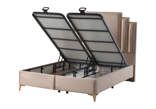 Lit Coffre Design Velours Taupe MILAN - 160x200 : Élégance et Praticité Galerie du Mobilier