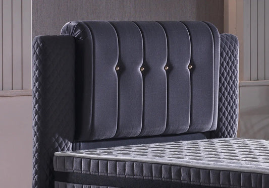 Lit coffre capitonné gris HERO Slims Mobilya
