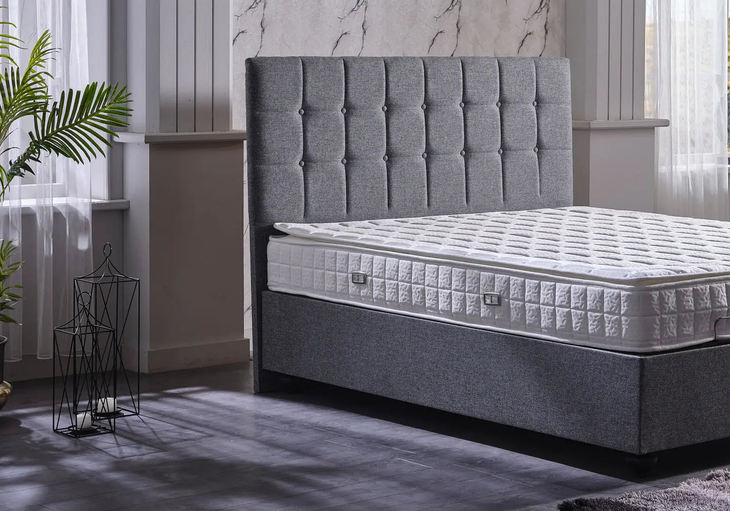 Lit coffre de rangement gris STAR Slims Mobilya