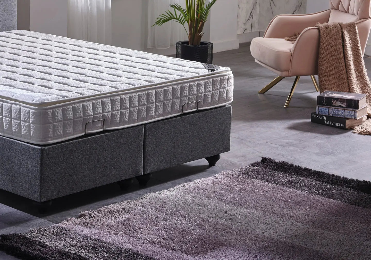 Lit coffre de rangement gris STAR Slims Mobilya