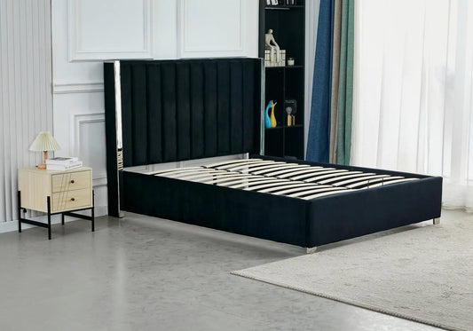 Lit coffre en velours noir PRINCE Galerie du Mobilier