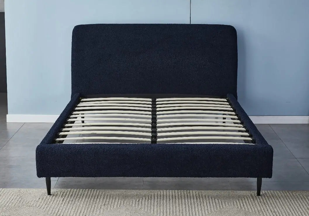 Lit en tissu bouclé noir CLAOUD Galerie du Mobilier