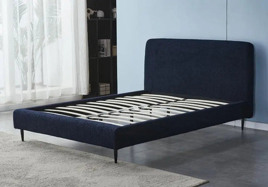 Lit en tissu bouclé noir CLAOUD Galerie du Mobilier