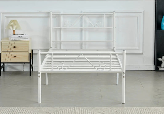 Lit pas cher en métal blanc MARIO Galerie du Mobilier