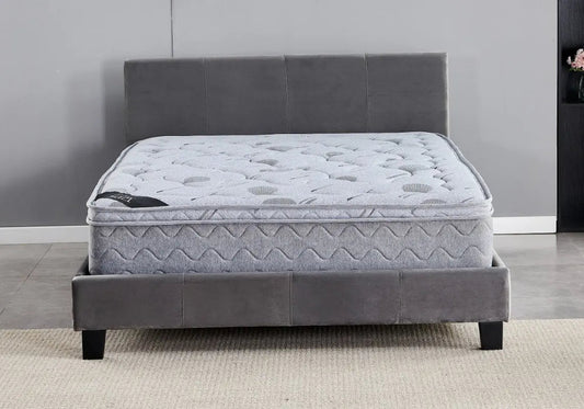 Lit velours gris SIMPLY Galerie du Mobilier