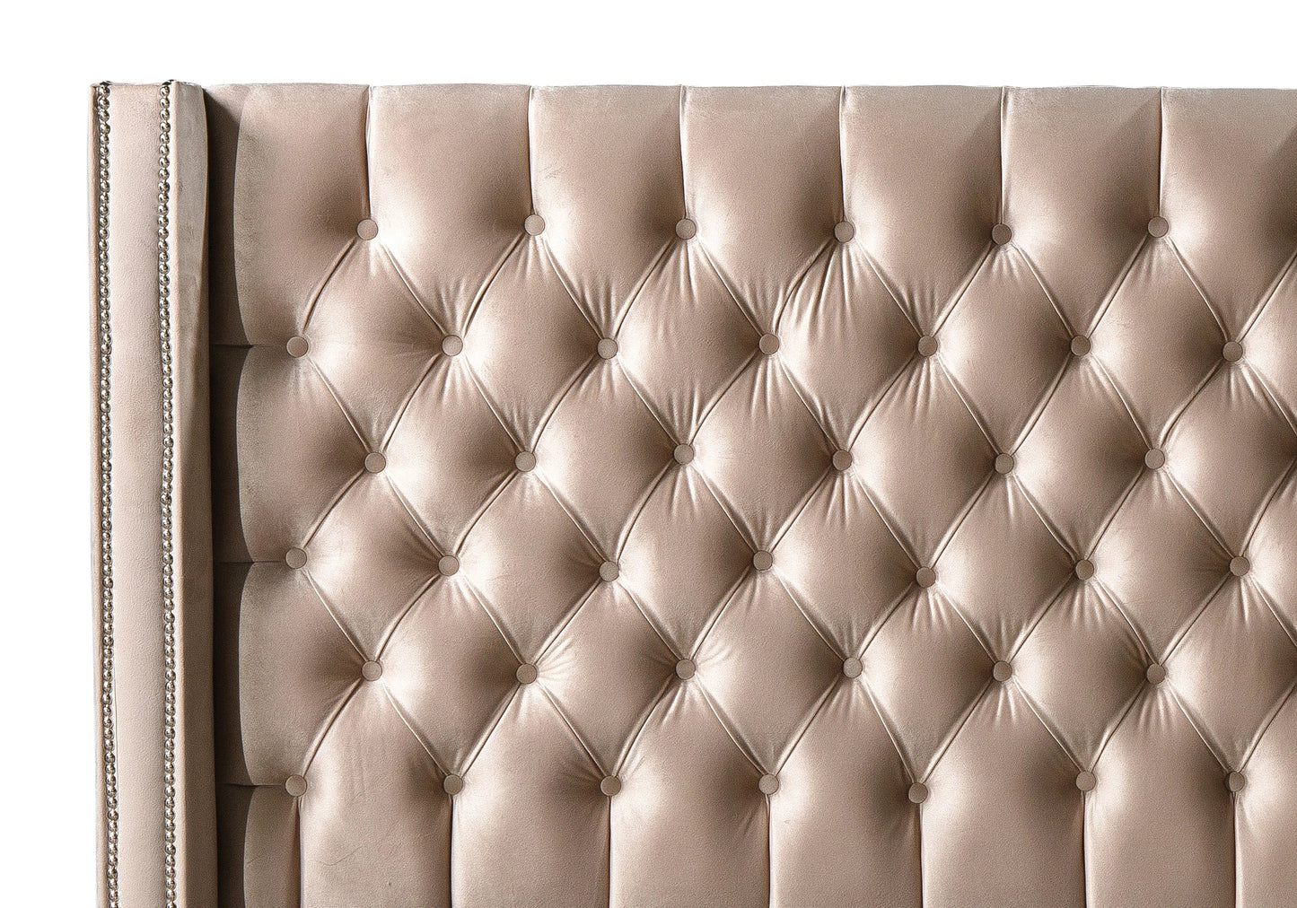 Lit Turc Capitonné Velours Beige Coffre Rangement – STAR - DEKOFLIX