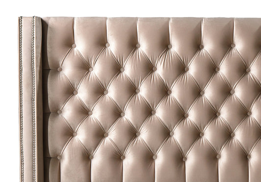 Lit Turc Capitonné Velours Beige Coffre Rangement – STAR - DEKOFLIX