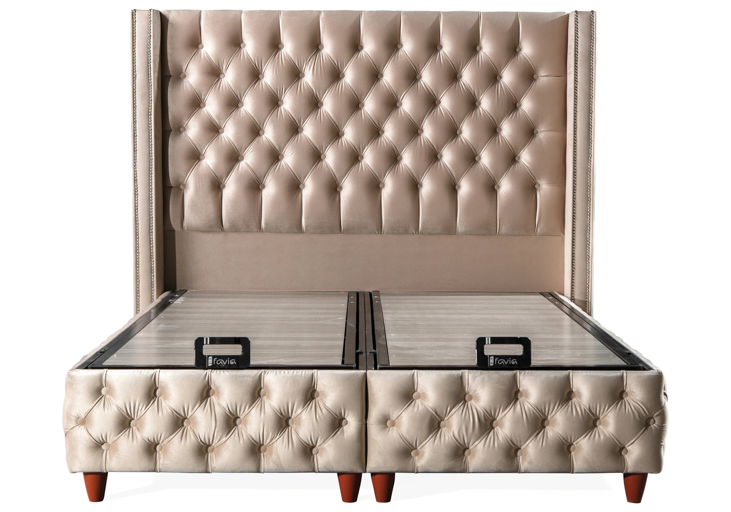 Lit Turc Capitonné Velours Beige Coffre Rangement – STAR - DEKOFLIX