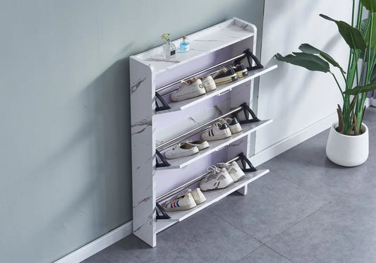 Meuble à chaussure marbre blanc AMIR Galerie du Mobilier