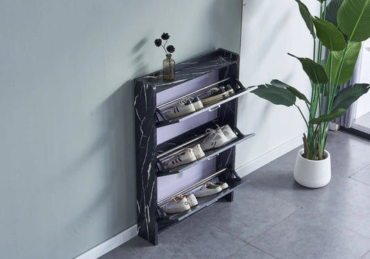 Meuble à chaussure marbre noir AMIR Galerie du Mobilier