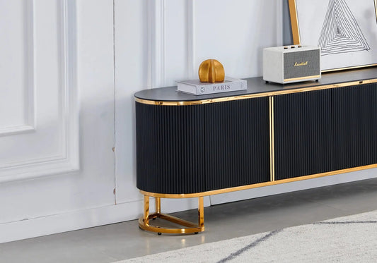 Meuble banc TV noir céramique ESMEE Galerie du Mobilier