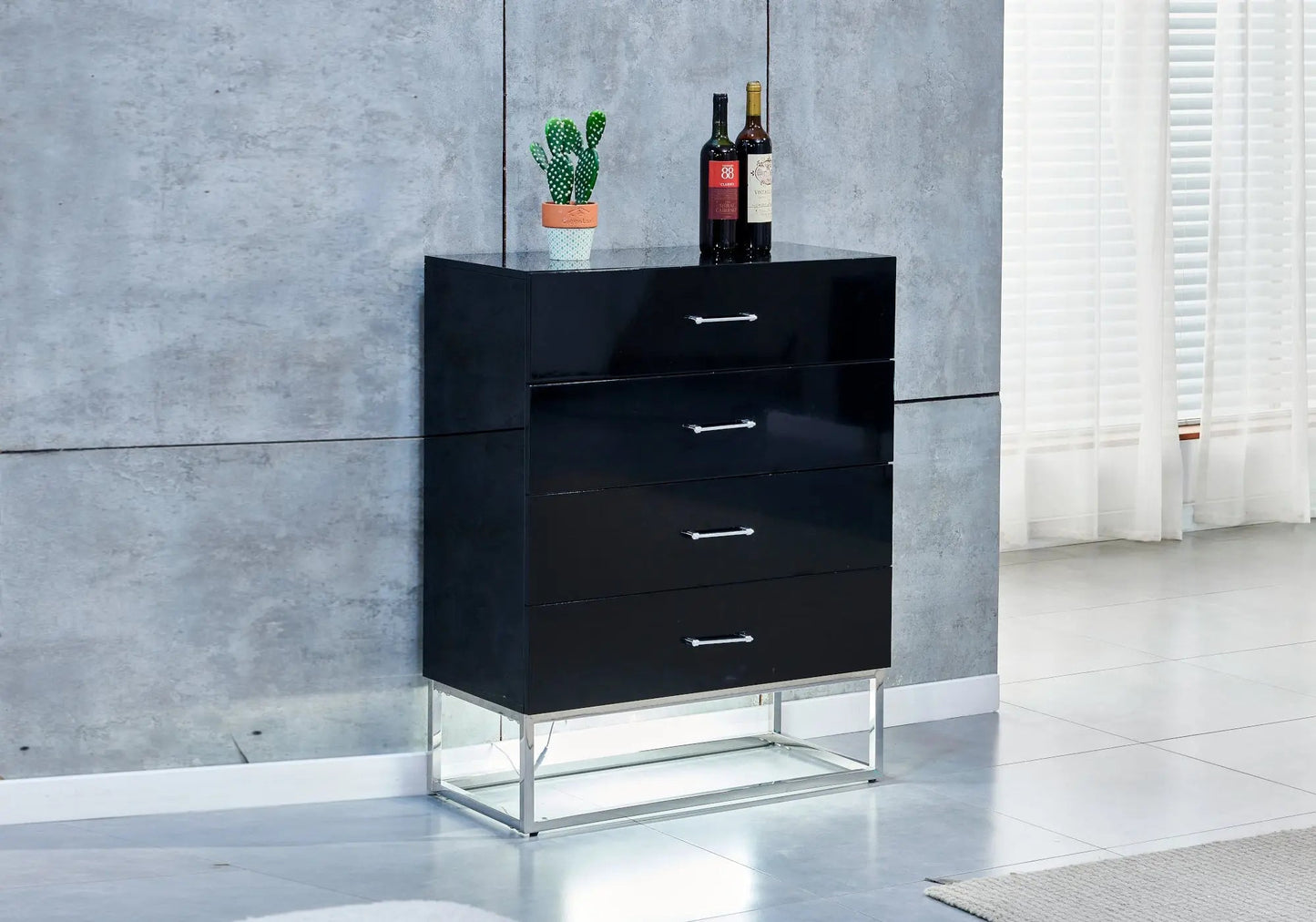 Meuble rangement argent laqué noir ALYA Galerie du Mobilier