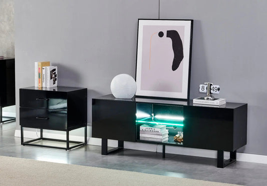 Meuble tv design laqué noir ALYA Galerie du Mobilier