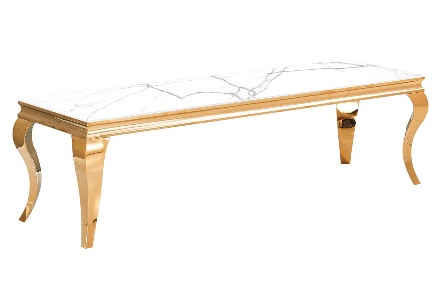 Meuble tv doré marbre blanc BAROQUE Galerie du Mobilier