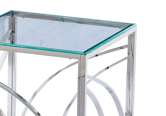 Petite table argentée en verre GEO Galerie du Mobilier