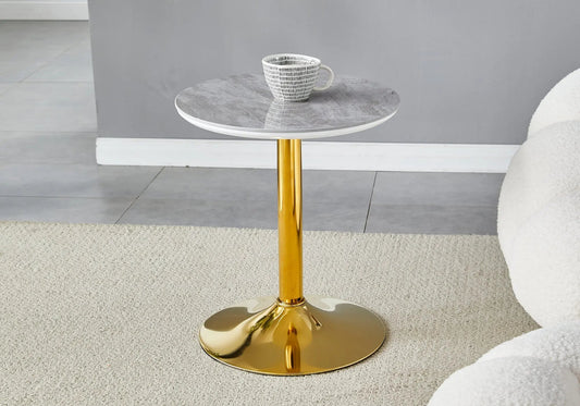 Petite table dorée céramique marbre blanc GOYA Galerie du Mobilier
