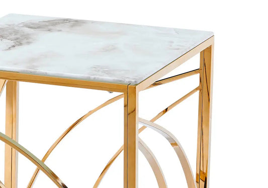 Petite table dorée marbre blanc GEO Galerie du Mobilier