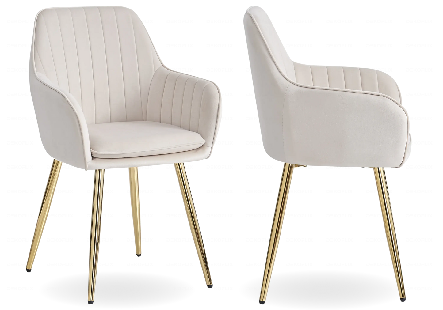 Salle à manger marbre beige doré avec chaises beige TROPHEE Galerie du Mobilier